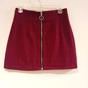 Forever 21 Red Plaid Zip Front Short Skirt Size Medium